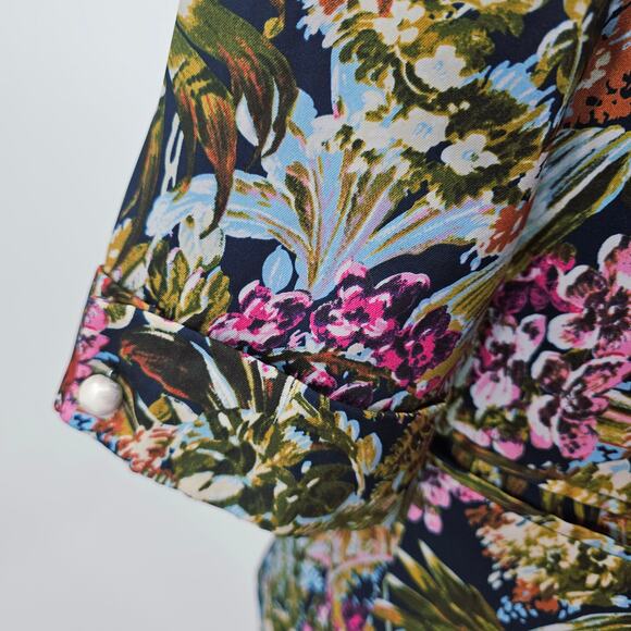 ZARA Glen Floral Satin Blazer Jacket Coat 3/4 Sleeve Womens L 3751 - Picture 8 of 9